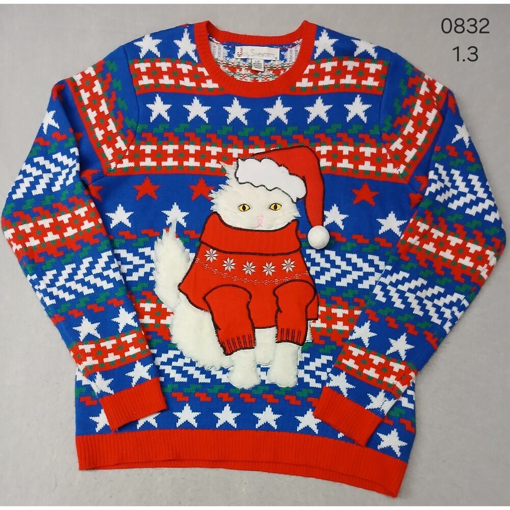 jolly sweaters (Large) Multicolor Crew Neck Knitted Ugly Sweater